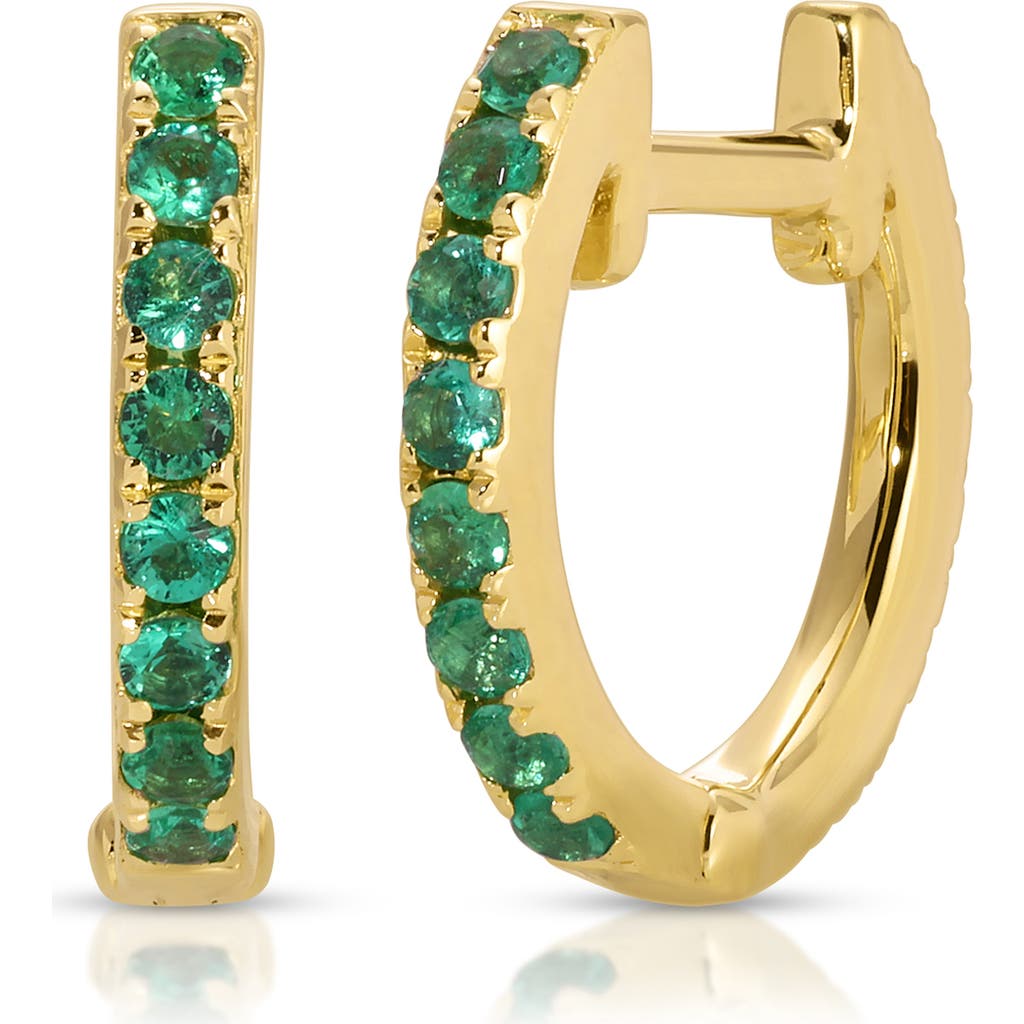 Ef Collection Diamond & Emerald Reversible Huggie Hoop Earrings In Gold