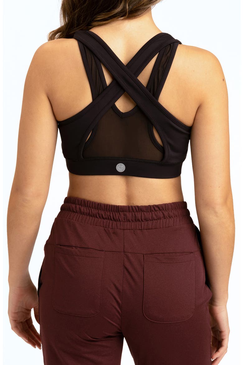 Eva Crossover Sports Bra, Alternate, color, JET BLACK