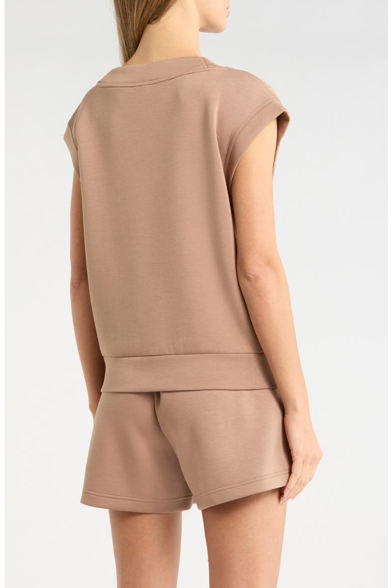 Whisper V-Neck Short Sleeve Knit Top, Alternate, color, TAN PORTABELLA