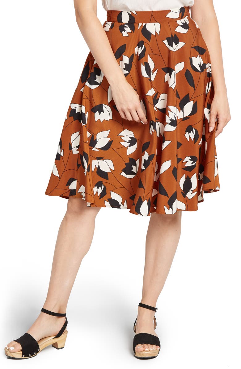 ModCloth Floral Print Circle Skirt, Main, color, 