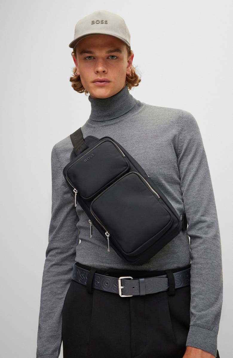 BOSS Serge Logo Leather Belt, Alternate, color, 