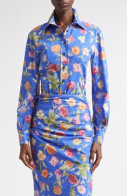 Carolina Herrera Poppy Print Button-Up Shirt