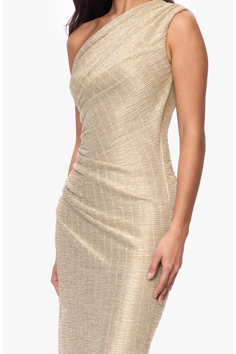 Metallic One-Shoulder Ruched Dress, Alternate, color, SILVER/ GOLD