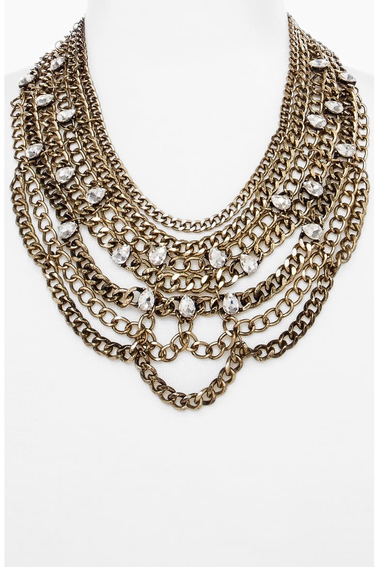'Twinkle Chain' Bib Necklace, Alternate, color, ANTIQUE GOLD