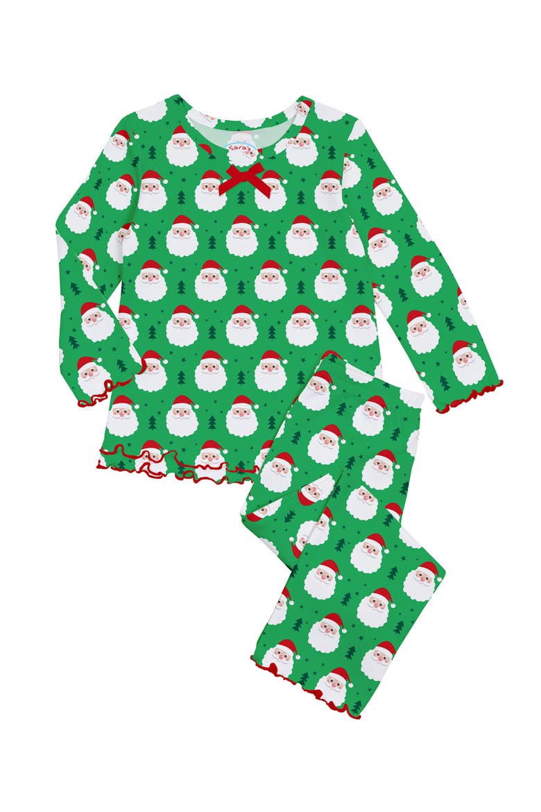 Loose Fit Ruffle PJ Set, Main, color, Happy Santa