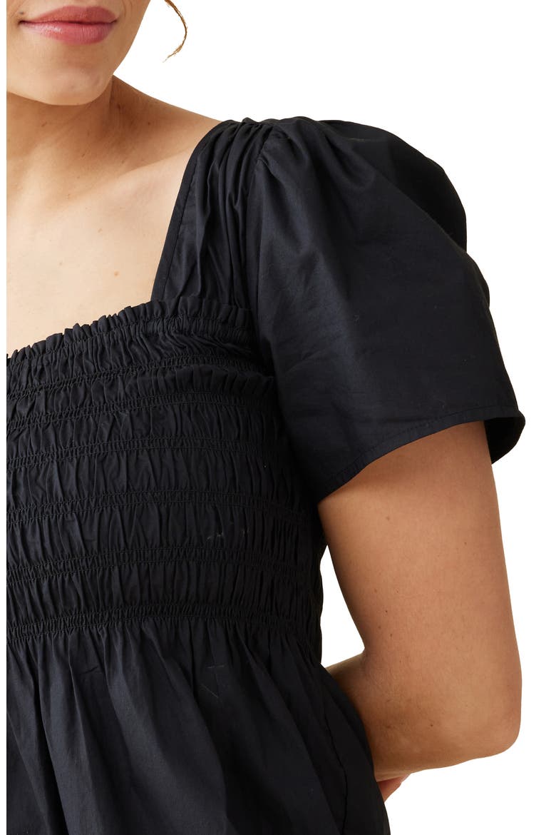 Smocked Puff Sleeve Maternity Top, Alternate, color, BLACK