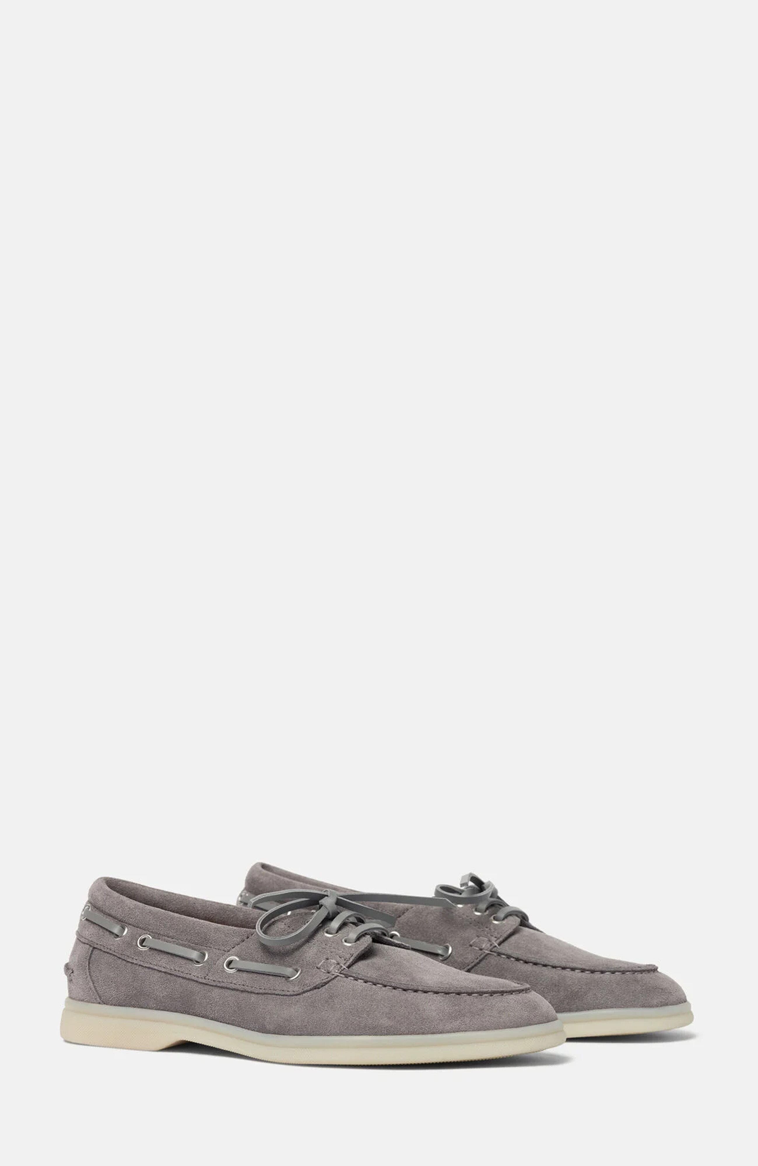 SCAROSSO Lia Boat Shoes, Main, color, Grey - Suede