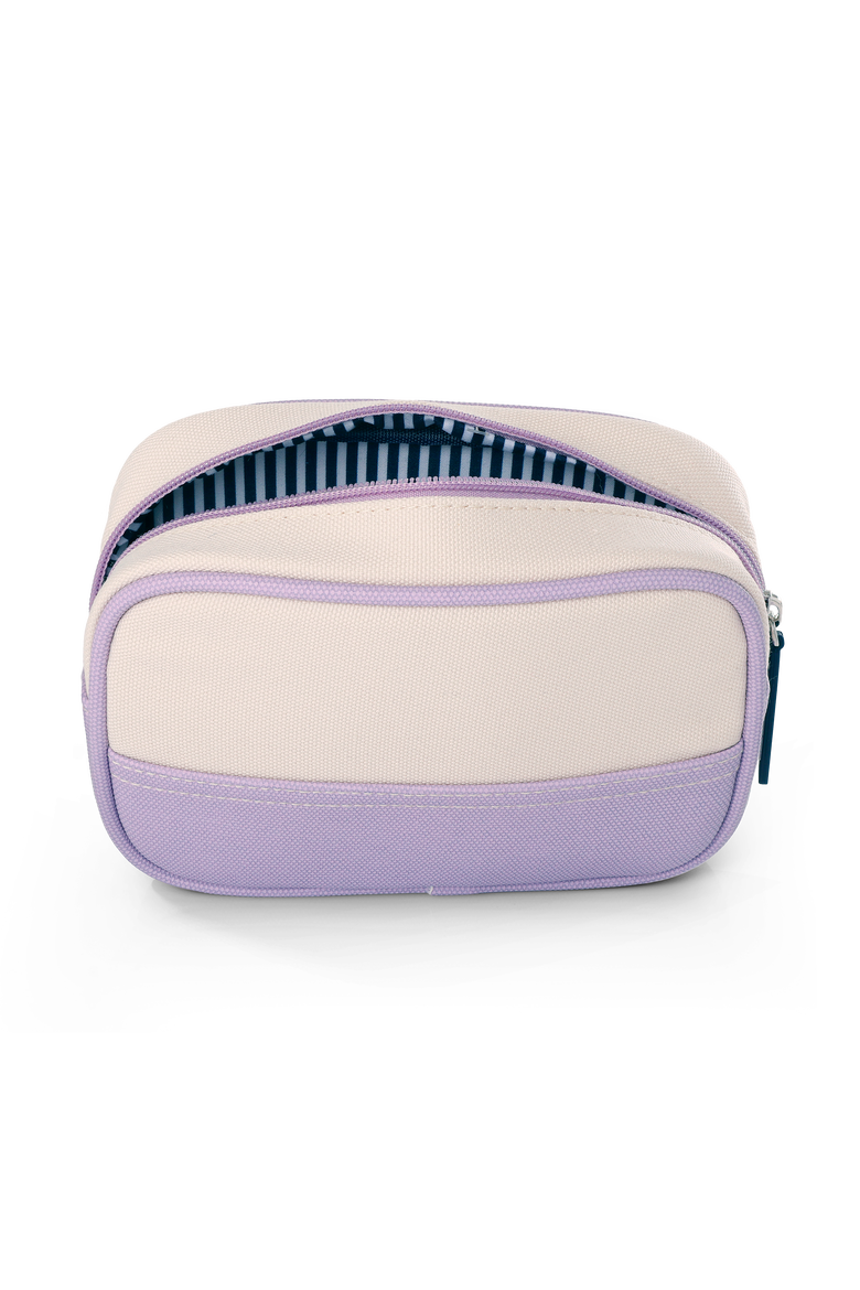 Medium Rectangular Dopp Kit for Travel, Striped Canvas Toiletry Bag with Top Zip, Alternate, color, Lilac