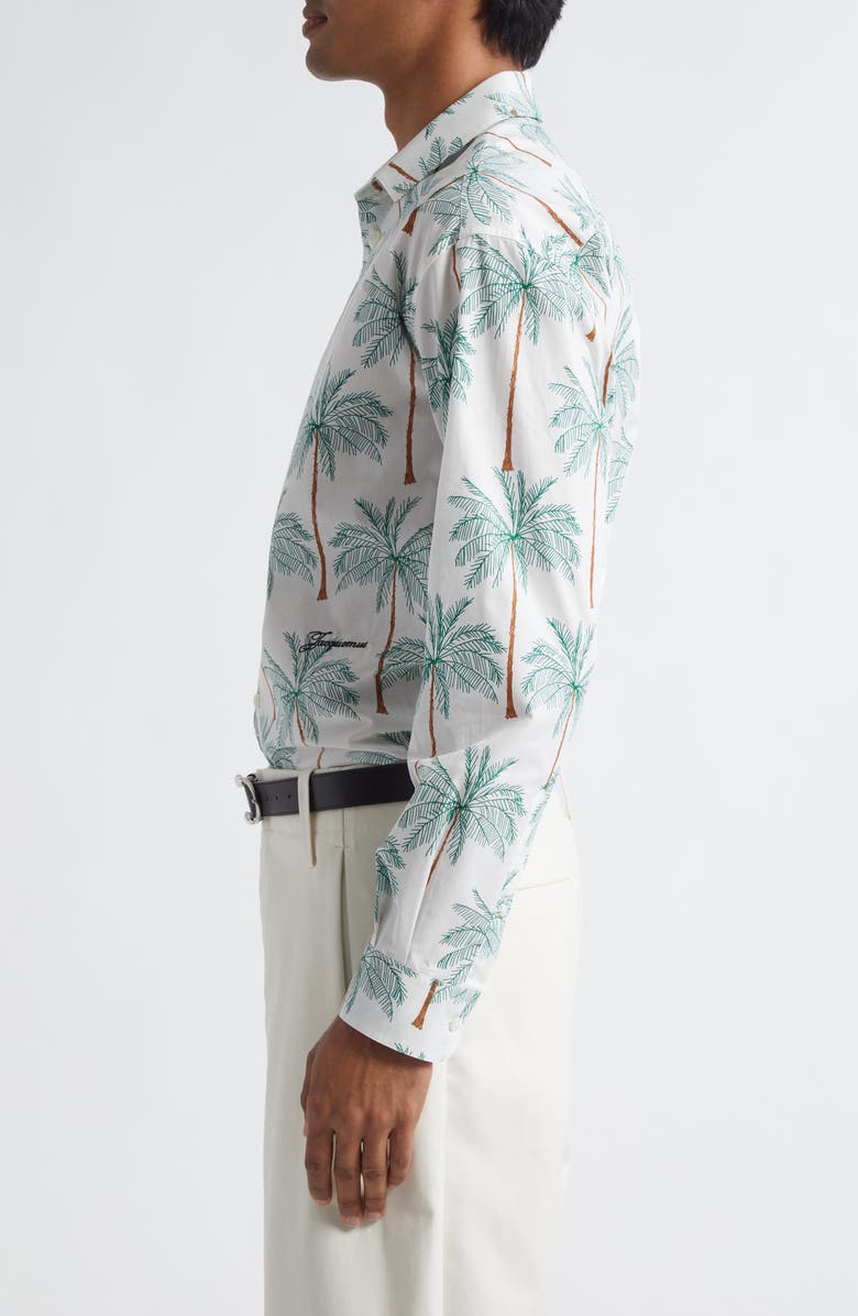 Jacquemus La Chemise Simon Button-Up Shirt, Alternate, color, Print Palmtrees Drawing 9By
