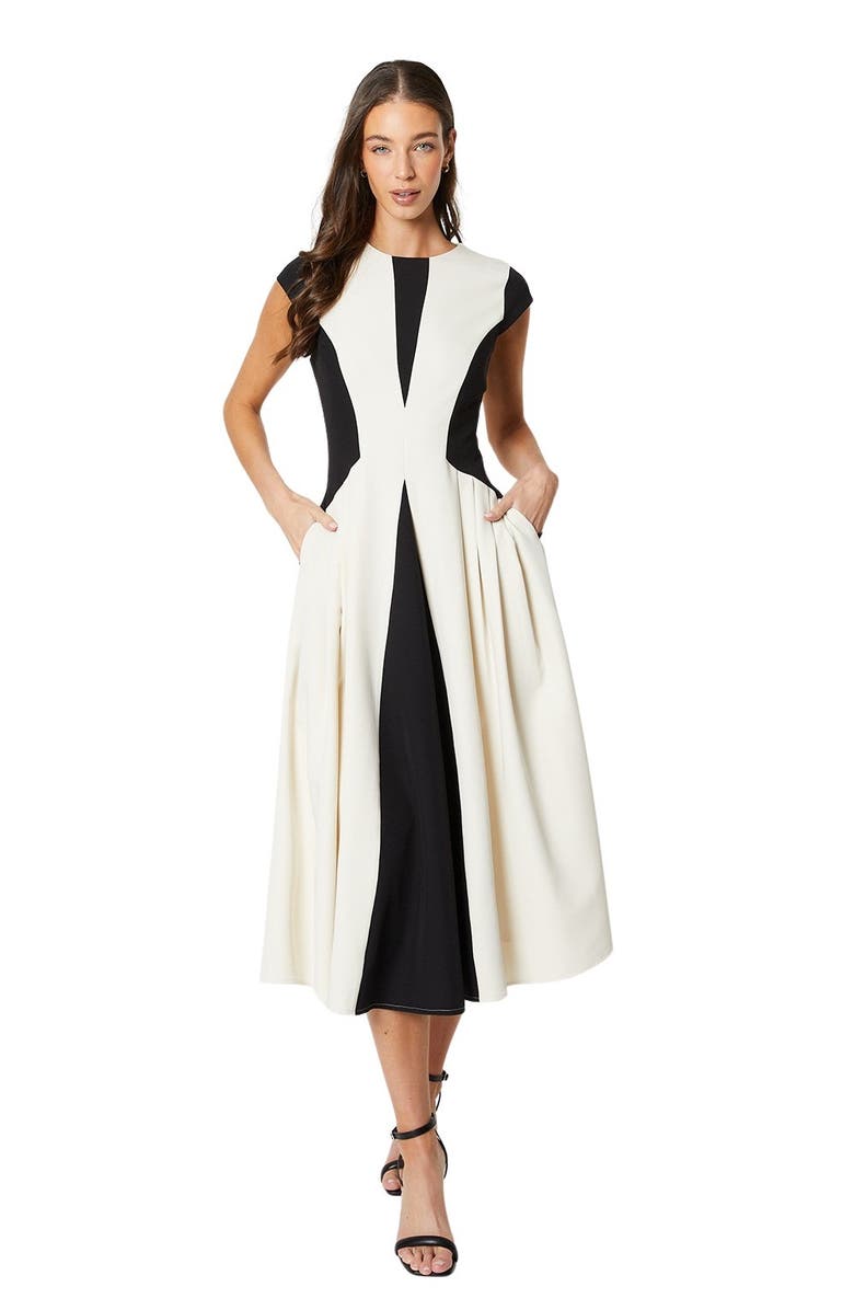Coast Crepe Color Block Midi Dress, Main, color, Mono