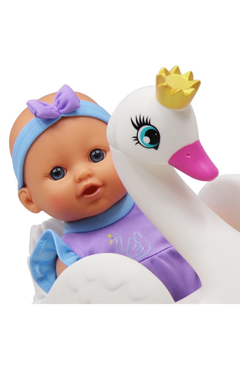 Dream Collection 10 Inch Bath Time Baby Doll with Swan, Alternate, color, Multicolored