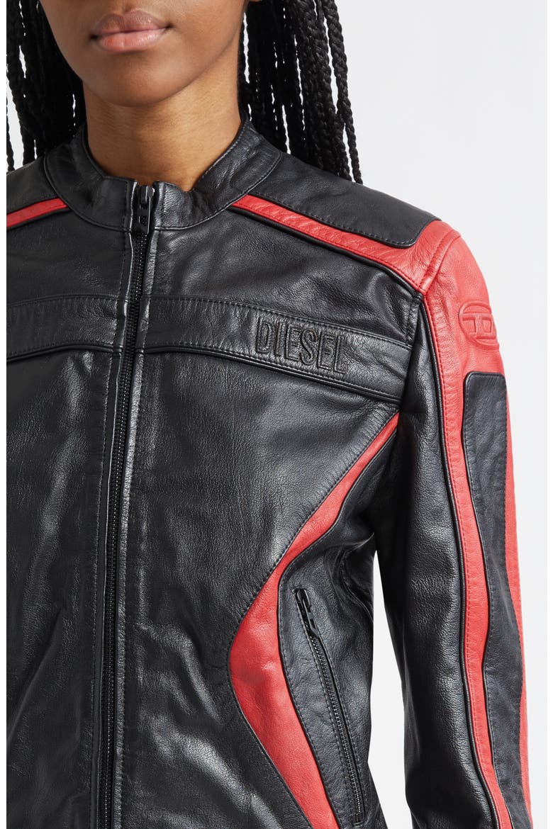 L-Ovable Leather BIker Jacket, Alternate, color, BLACK