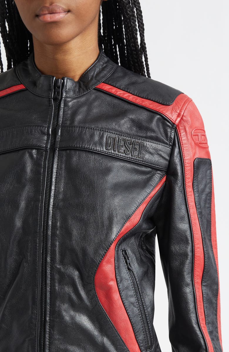 DIESEL<sup>®</sup> L-Ovable Leather BIker Jacket, Alternate, color, Black