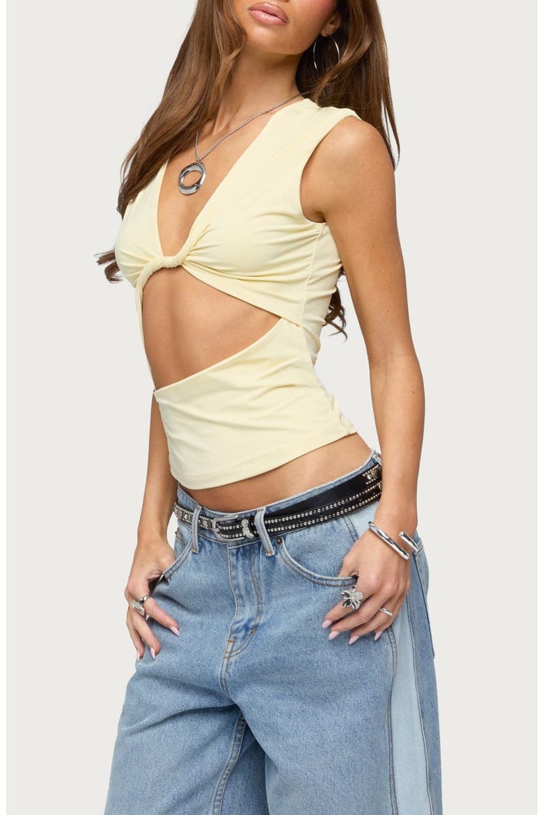 Miranda Twist Cutout Top, Alternate, color, YELLOW