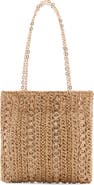 MANGO Ring Embellished Woven Straw Tote