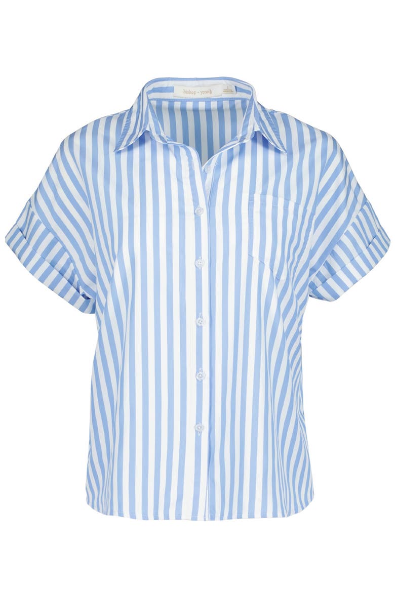 Chill Button Front Shirt, Alternate, color, Sea Stripe
