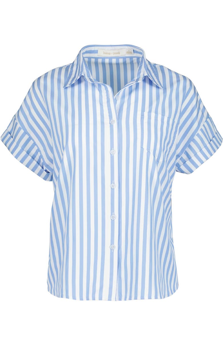 Bishop + Young Chill Button Front Shirt, Alternate, color, Sea Stripe
