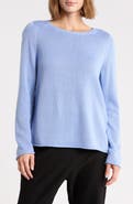 Eileen Fisher Bateau Neck Cotton Blend Sweater