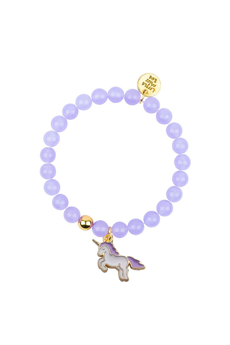 Unicorn Gemstone and Delicate Gold Bracelet Set, Alternate, color, Purple