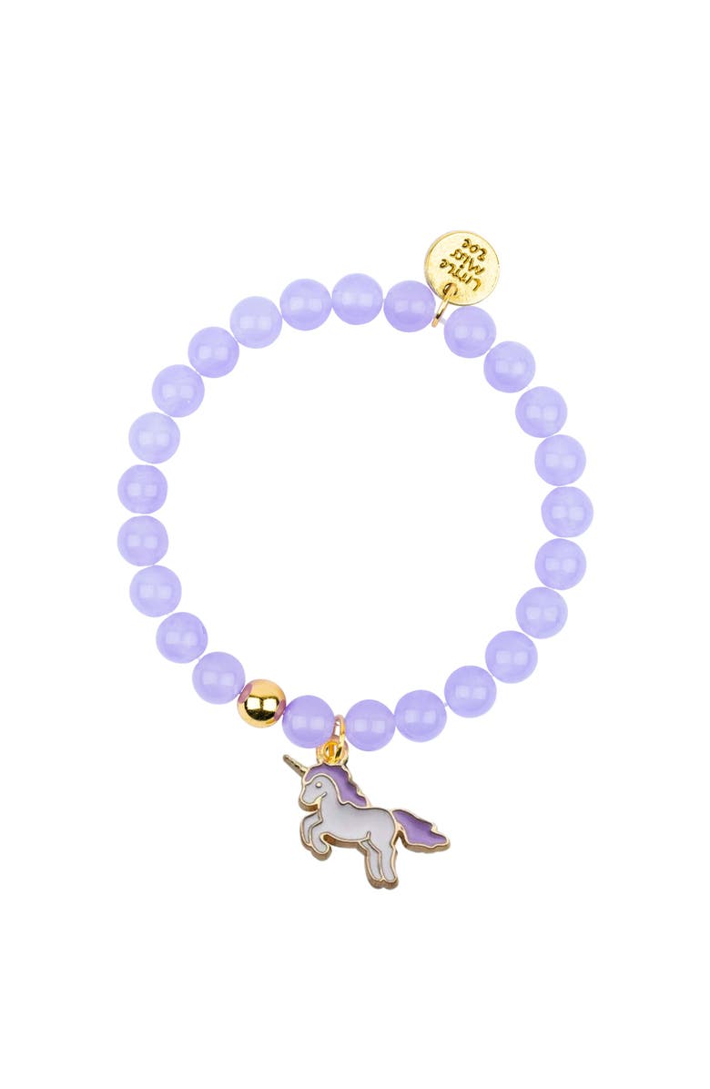 Little Miss Zoe Unicorn Gemstone and Delicate Gold Bracelet Set, Alternate, color, Purple