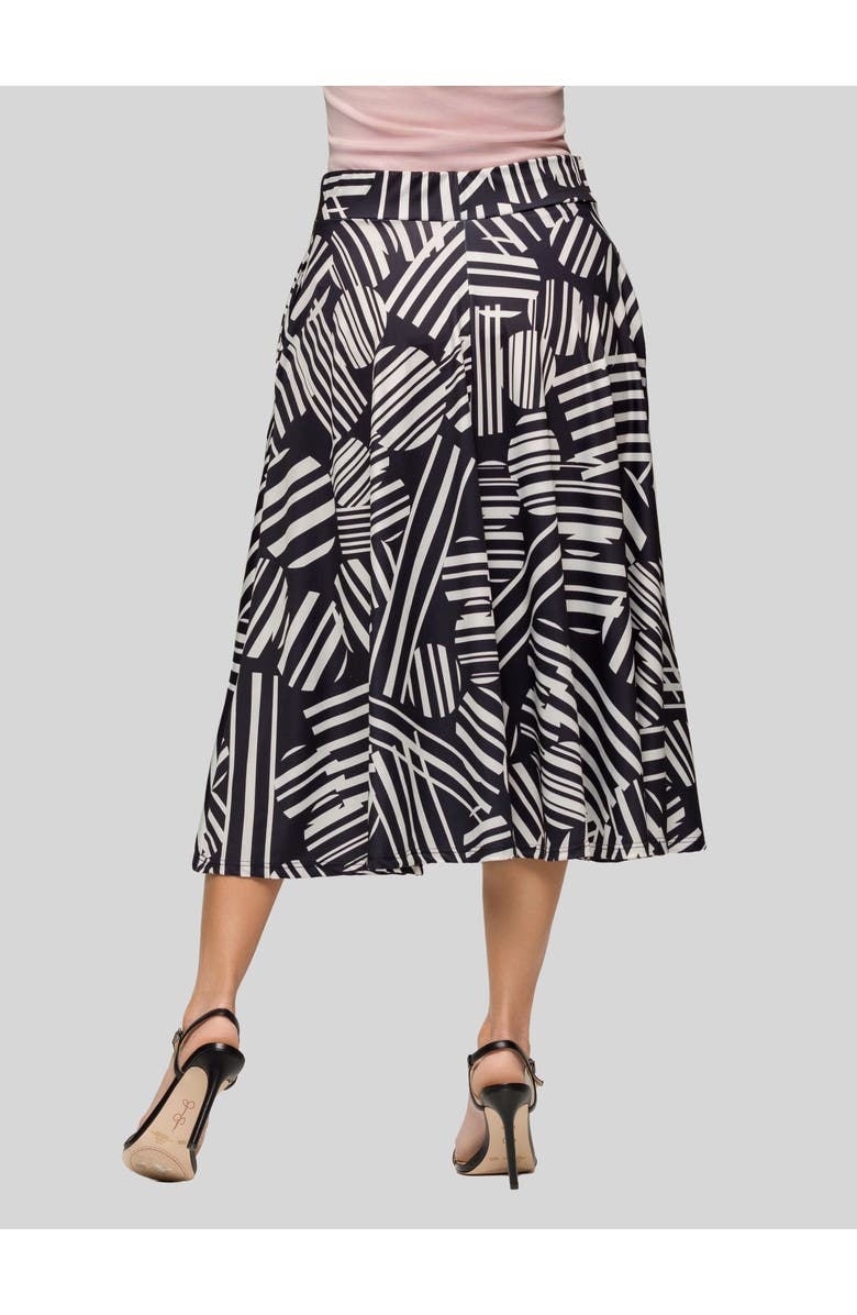 24seven Comfort Apparel Geometric Print Elastic Waist Pocket Midi Skirt, Alternate, color,