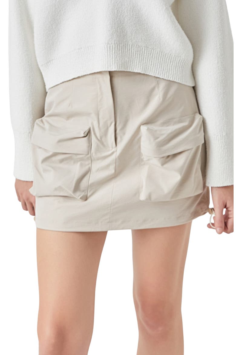 Cargo Miniskirt, Alternate, color, BEIGE