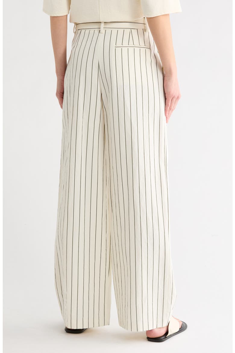Greenwich Avenue Linen Wide Leg Pants, Alternate, color, IVORY / CHOCOLATE