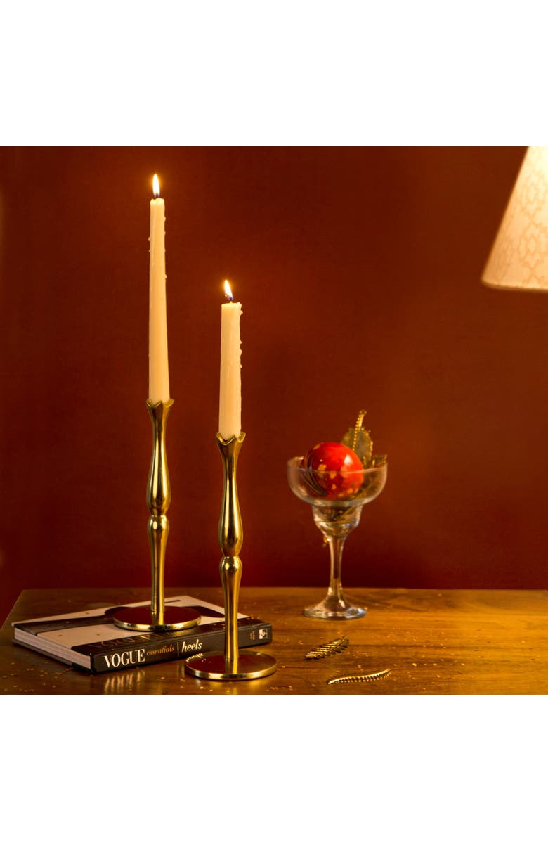 Mela Artisans Holiday Accents Brass Candlesticks Set, Alternate, color, Gold - 9"