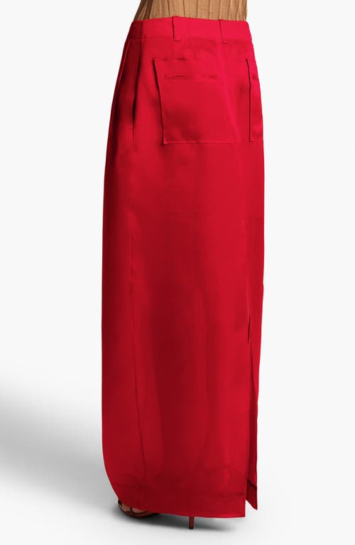 Khaite Lucian Pleated Silk Organza Maxi Skirt In Raspberry