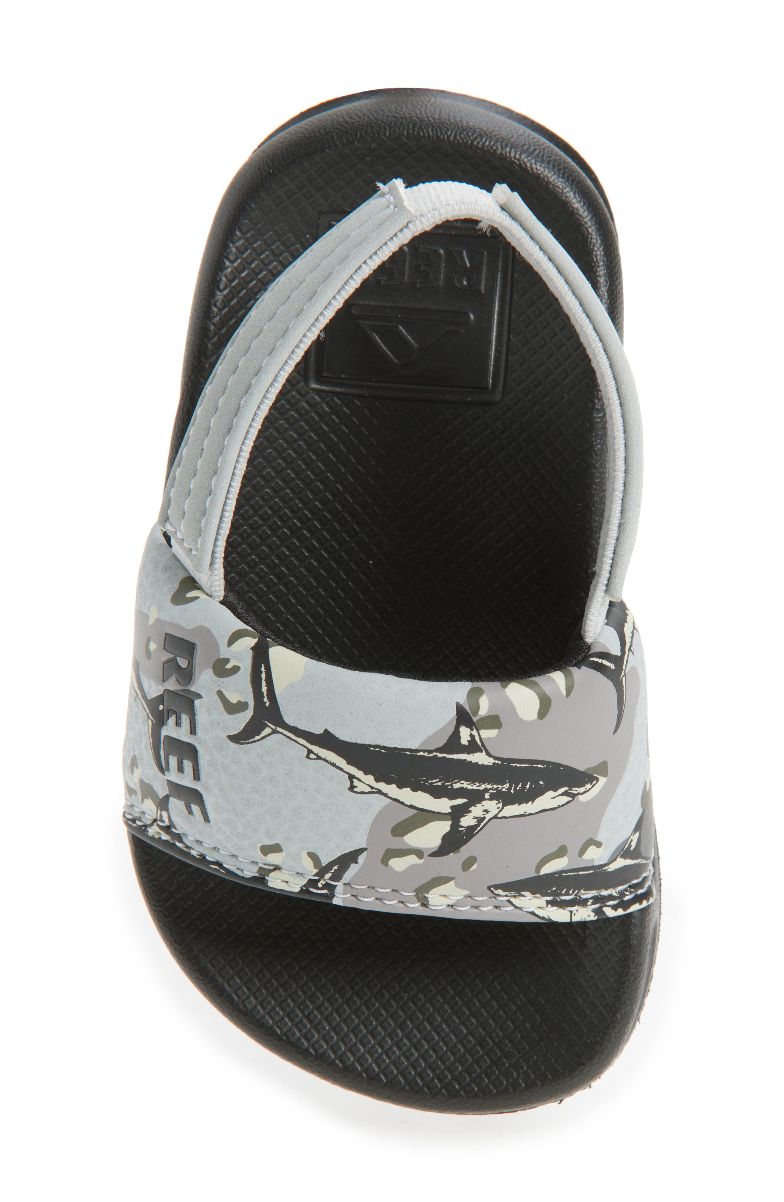 Reef Kids' Little One Slide Sandal, Alternate, color, Grey Camo Shark