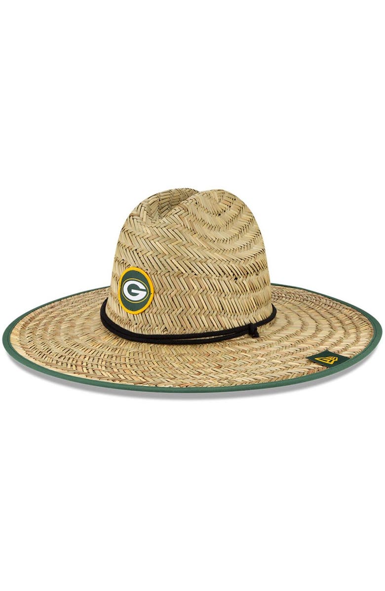 New Era Men's New Era Natural Green Bay Packers NFL Training Camp Official Straw Lifeguard Hat, Main, color,