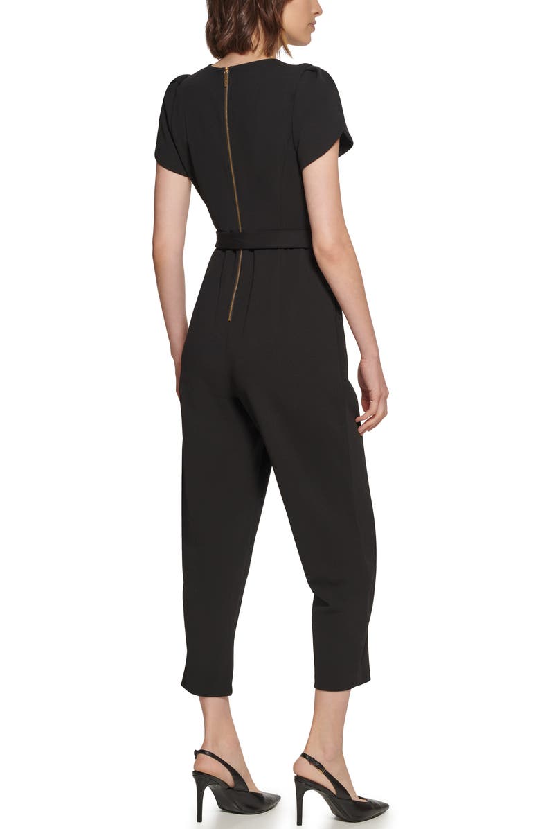 Calvin Klein Puff Shoulder Crop Straight Leg Jumpsuit, Alternate, color,