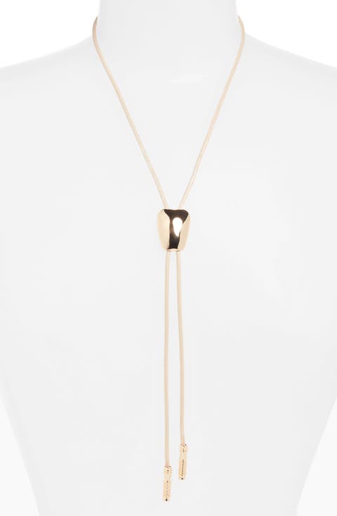 Faux Leather Bolo Necklace