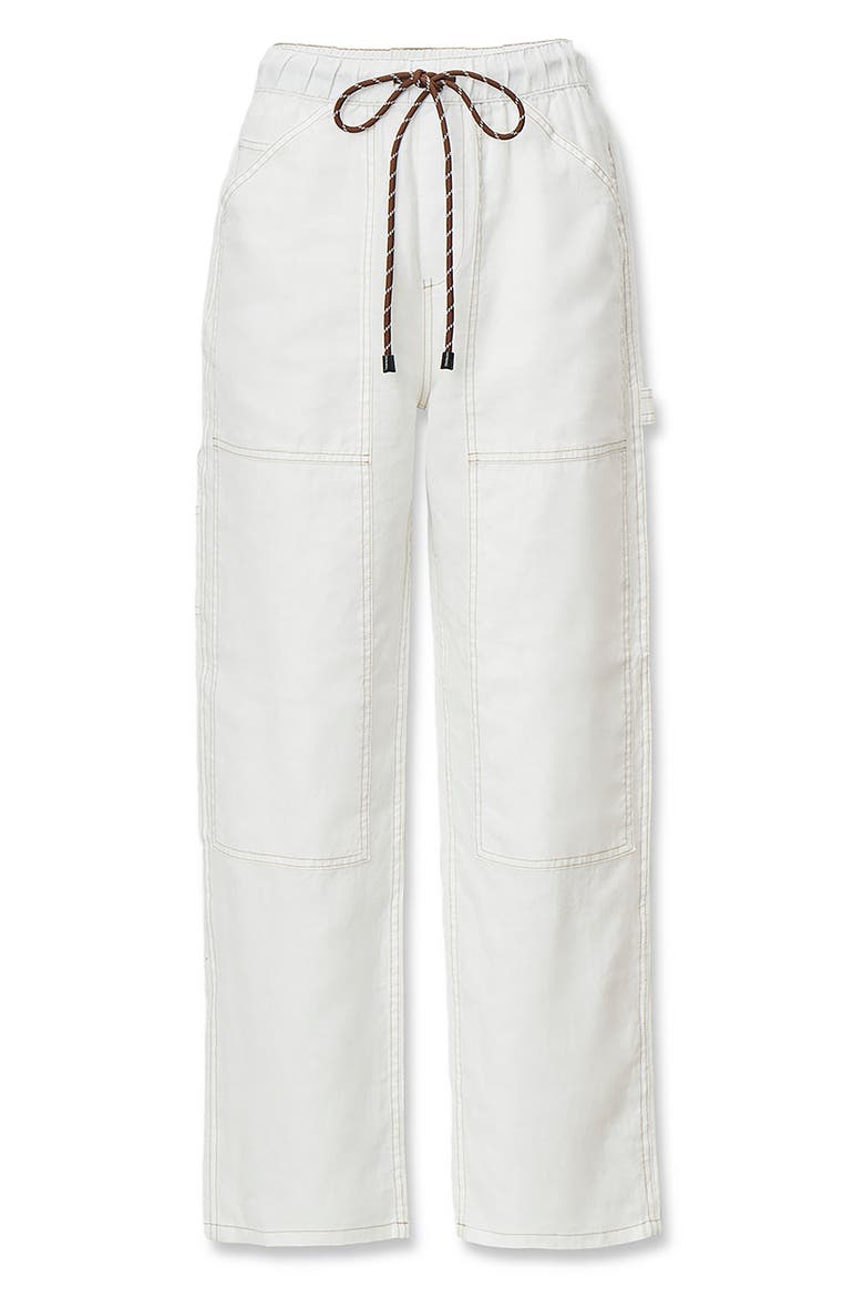 Atlas Linen Drawstring Carpenter Pants, Alternate, color, WHITE