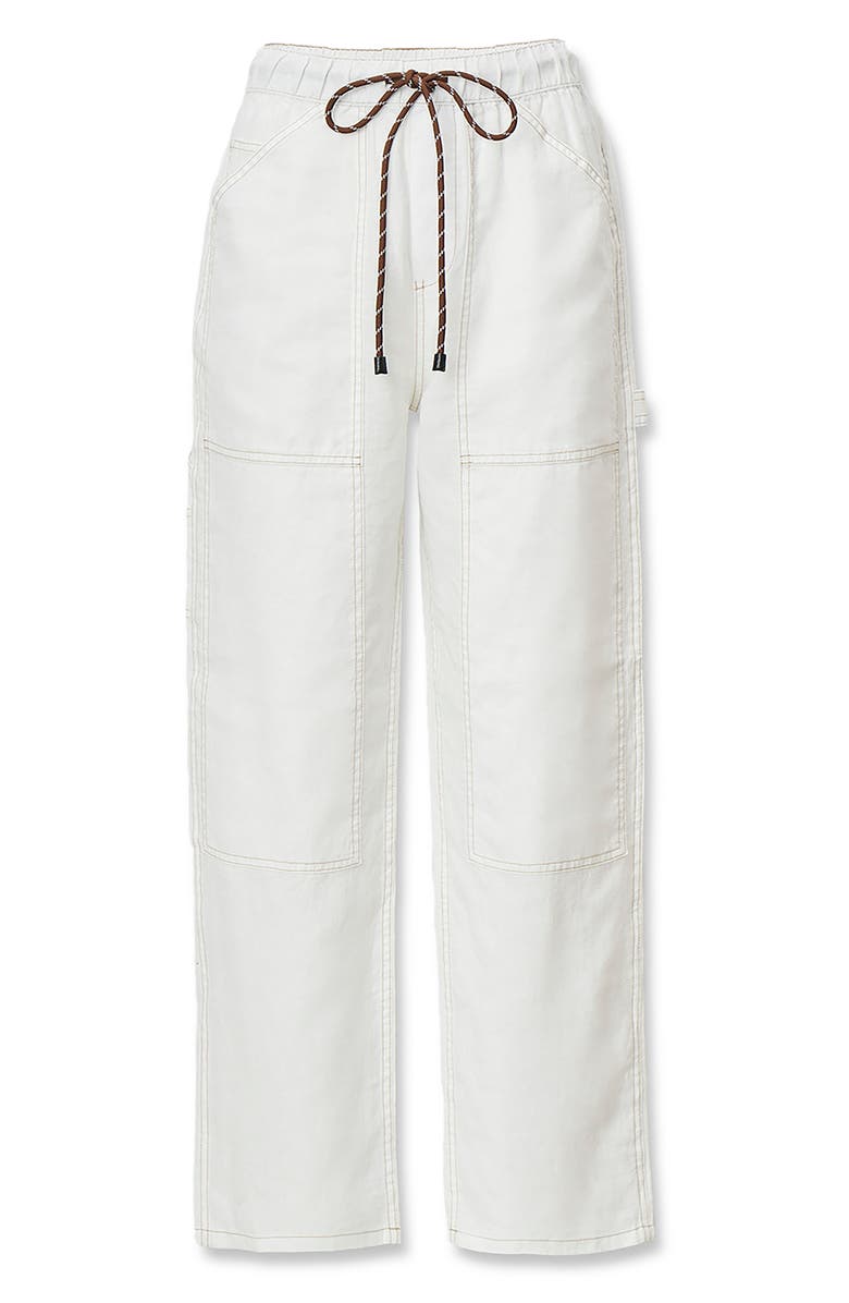 rag & bone Atlas Linen Drawstring Carpenter Pants, Alternate, color, White