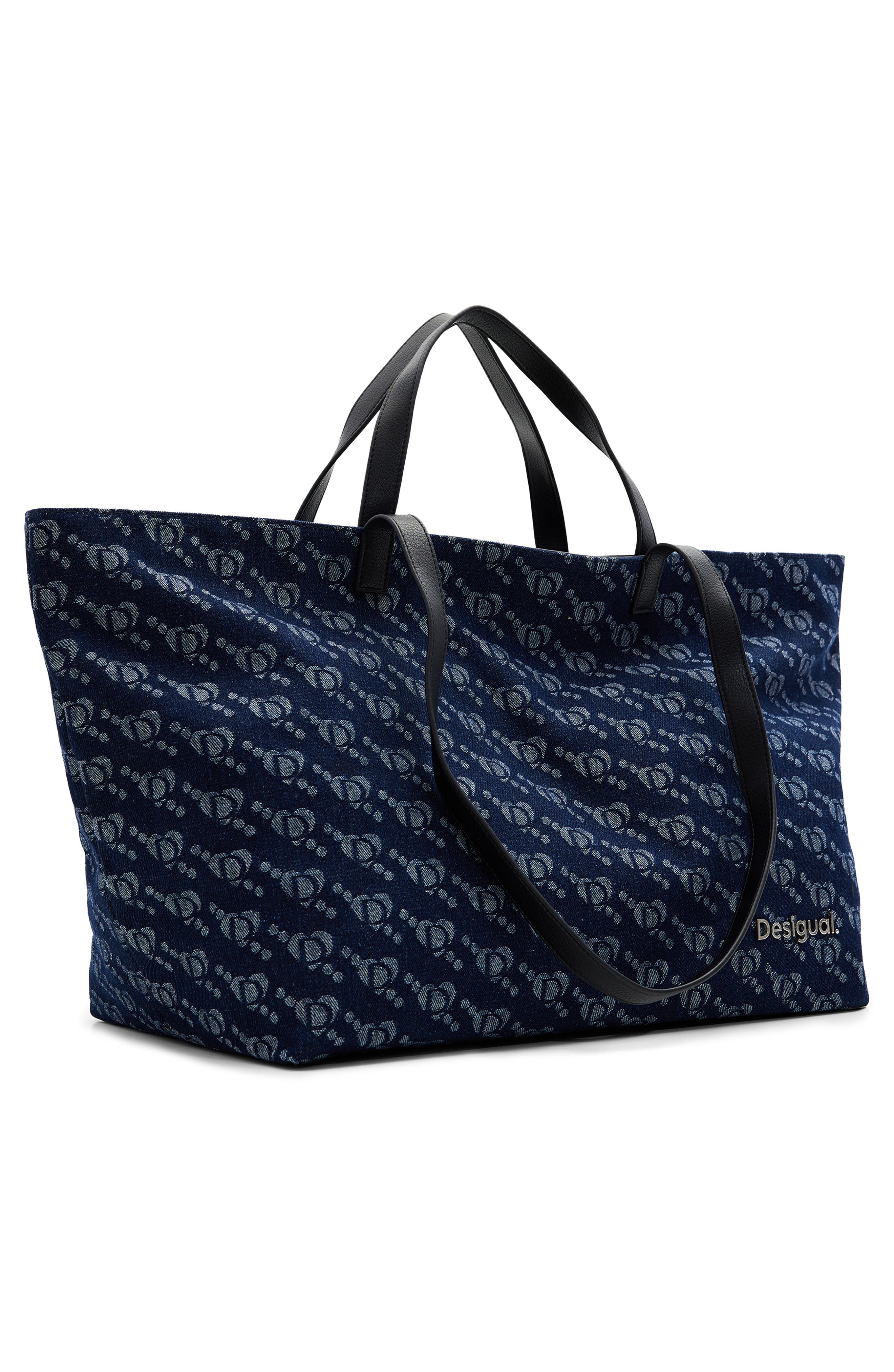 Desigual Arco Logo Denim Tote, Alternate, color, Blue