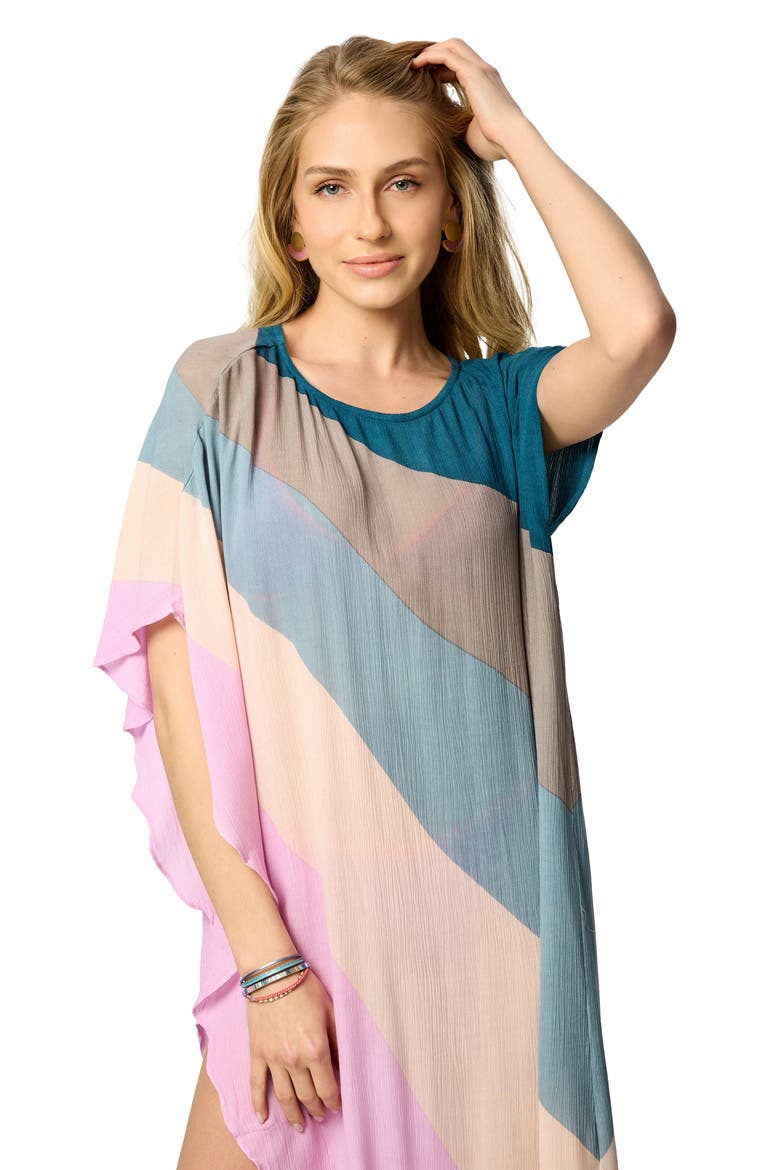 Rainbow Caftan Dress, Alternate, color, BLUE