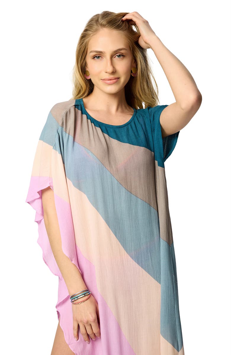 SAACHI Rainbow Caftan Dress, Alternate, color, Blue