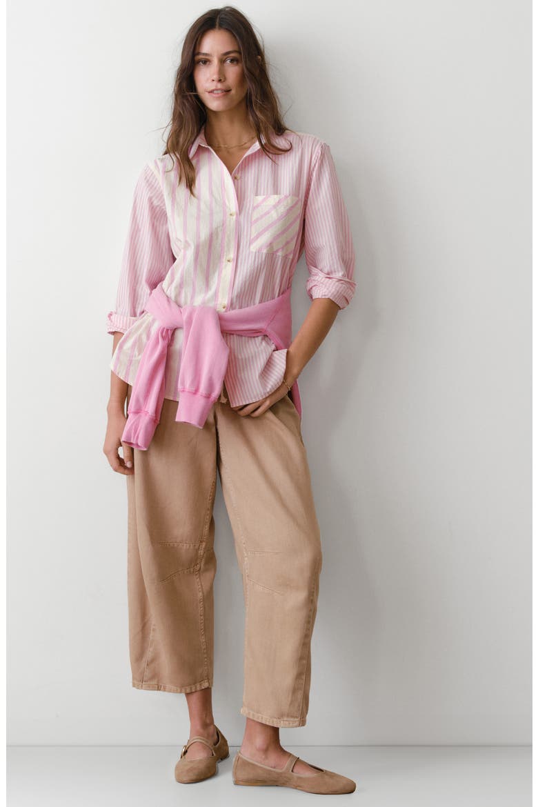 Jane California Relaxed Stripe Cotton Poplin Button-Up Shirt, Alternate, color, PINK STRIPE
