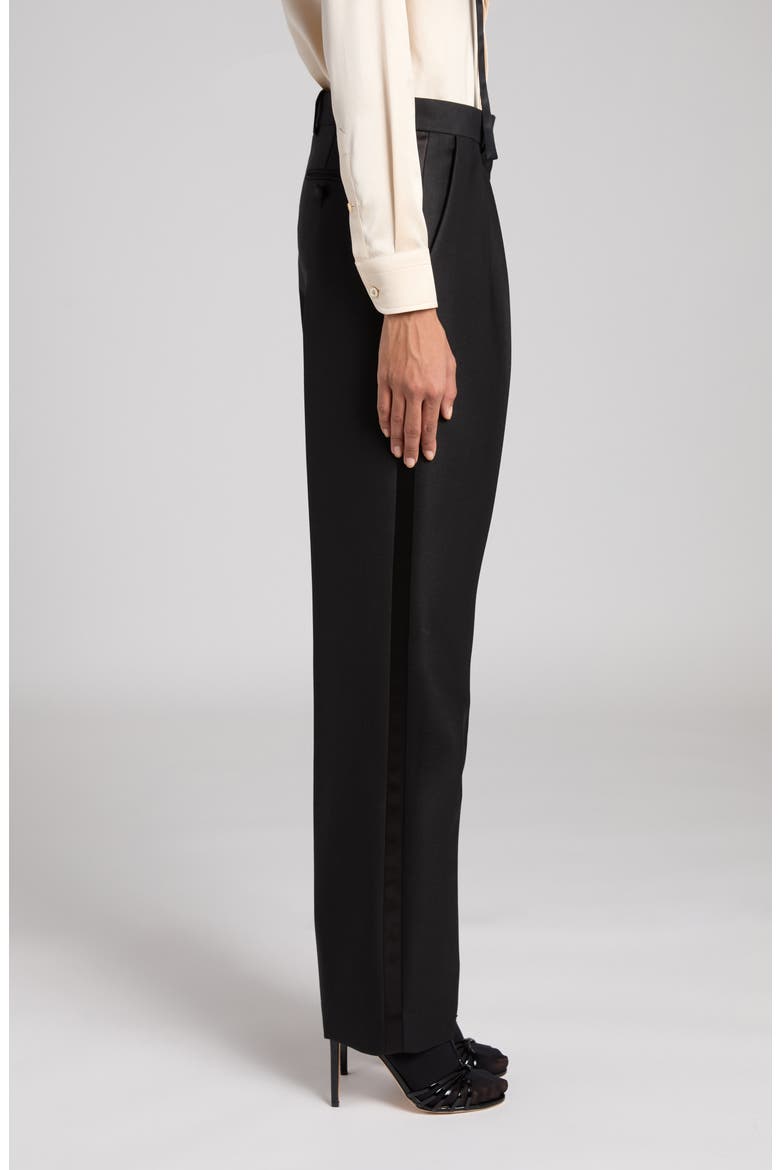Pleated Wool, Mohair & Silk Twill Pants, Alternate, color, BLACK