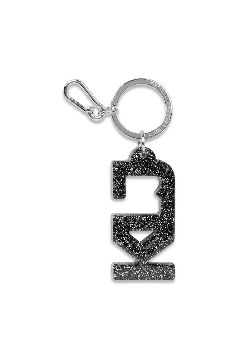 Glitter Monogram Keychain, Main, color, Glitter Black