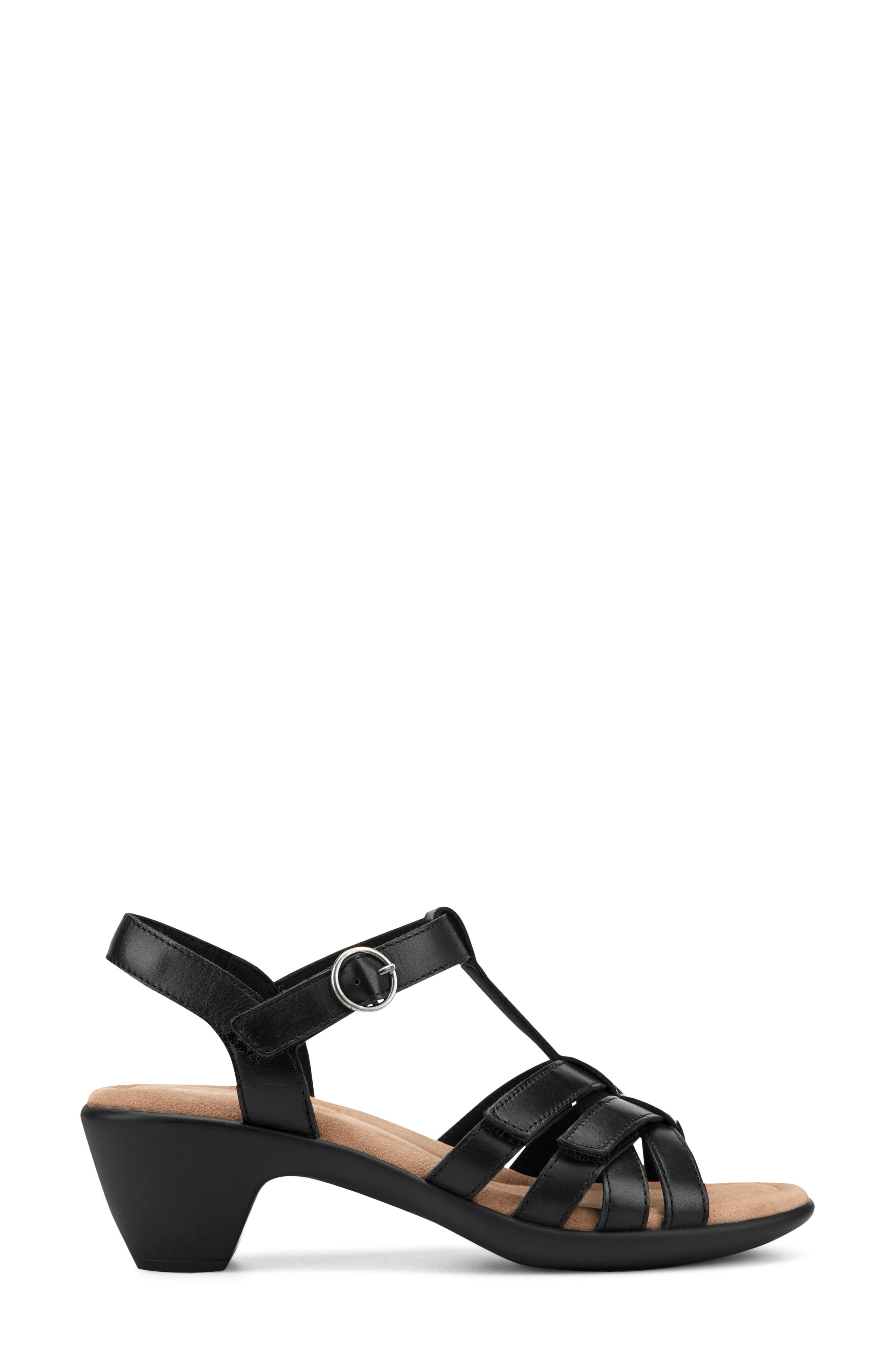 Easy Spirit Clarra T-Strap Sandal, Alternate, color, Black
