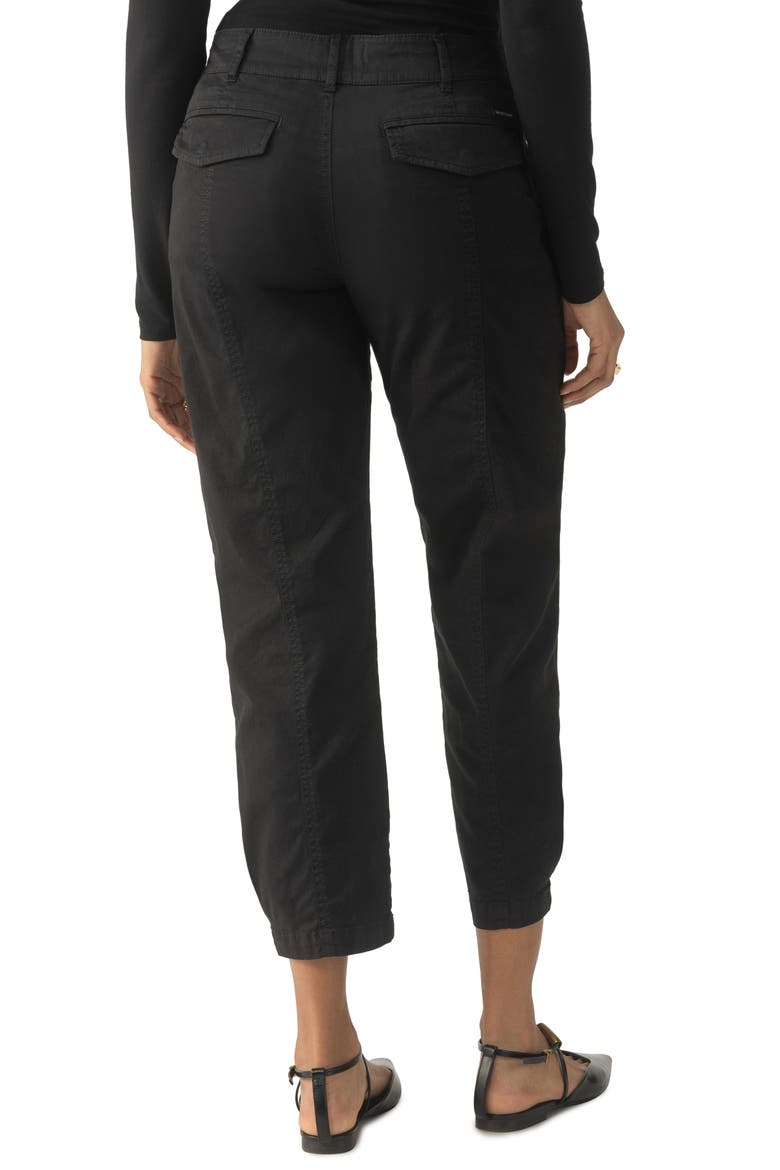 Sahara Tapered Stretch Cotton Utility Pants, Alternate, color, BLACK