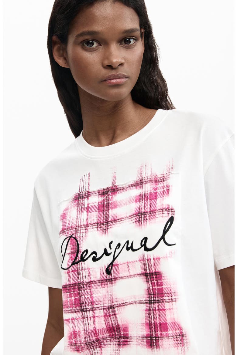 Plaid Logo Graphic T-Shirt, Alternate, color, WHITE
