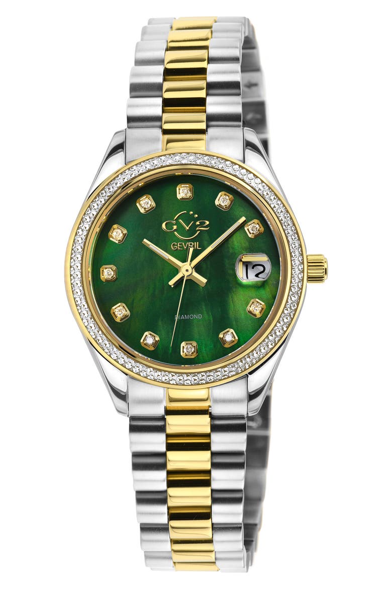 Turin Swiss Diamond Bracelet Watch, 32mm - 0.15ct., Main, color, TWO TONED SS IPYG