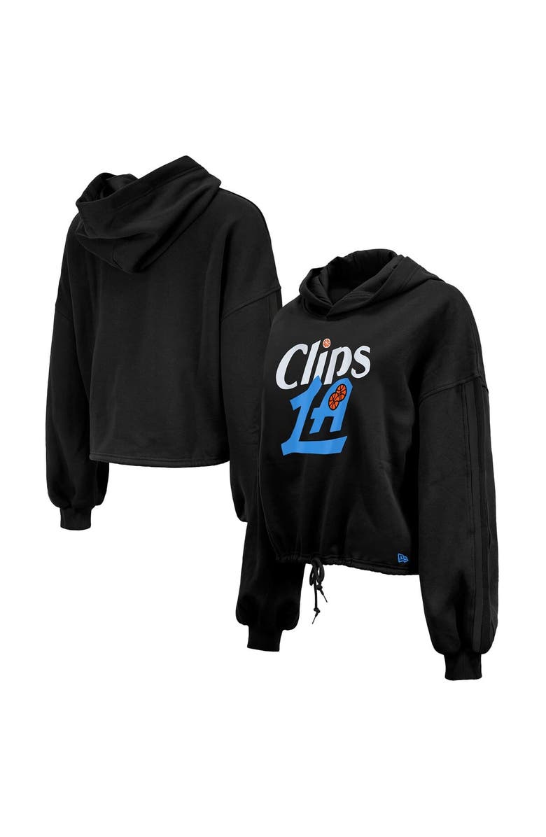 New Era Women's New Era Black LA Clippers 2024/25 City Edition Cropped Pullover Hoodie, Alternate, color, 