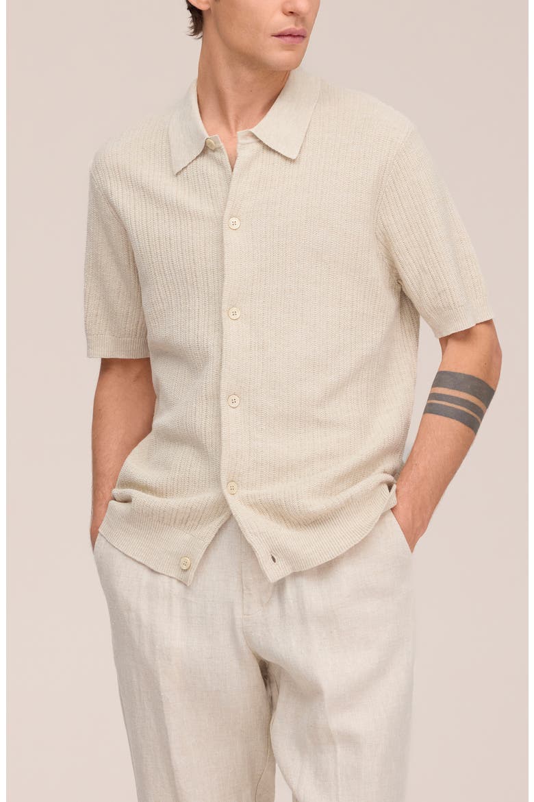 Nolan 6695 Organic Cotton Polo Cardigan, Alternate, color, IVORY MOULINE