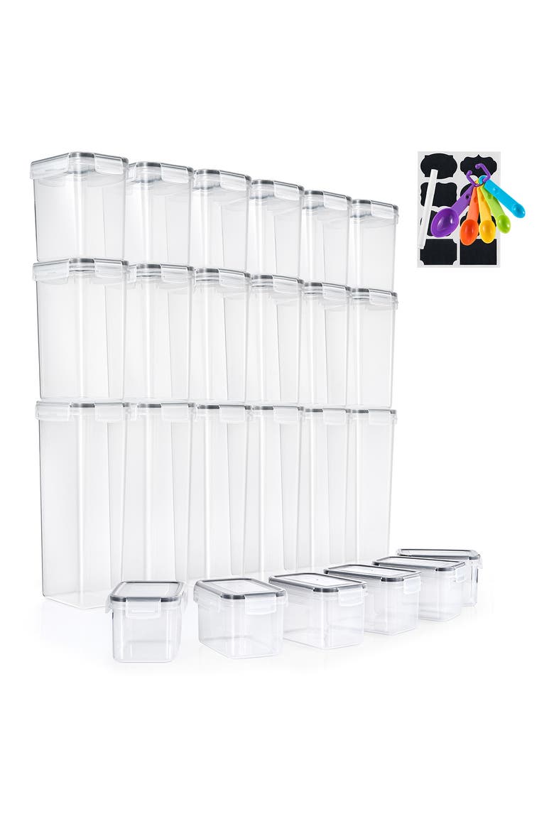 24-Pack Airtight Dry Food Storage Containers, Main, color, CLEAR