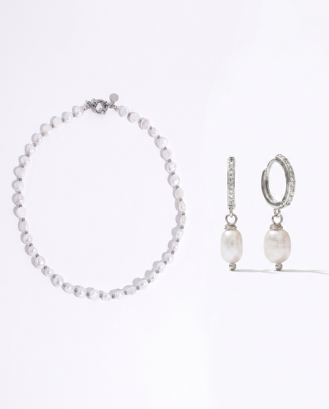 Baroque Freshwater Pearl Necklace and Earrings Set
