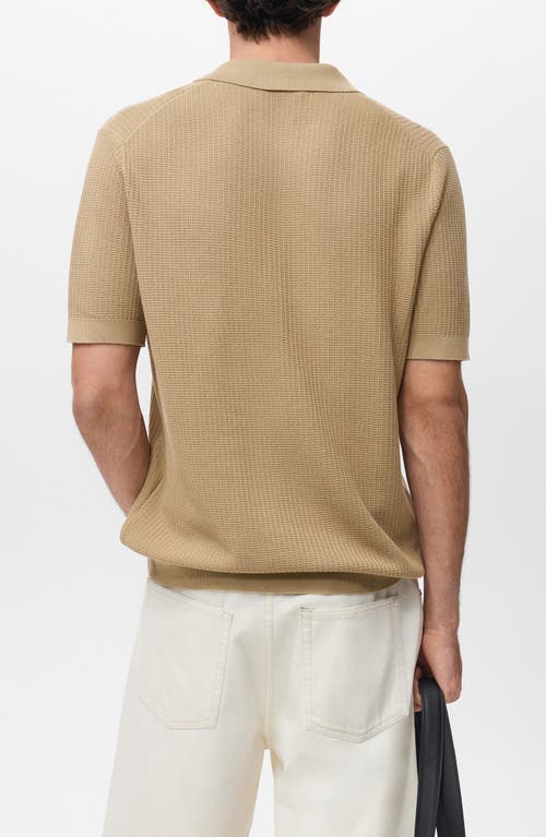 Mango Rib Johnny Collar Polo In Brown